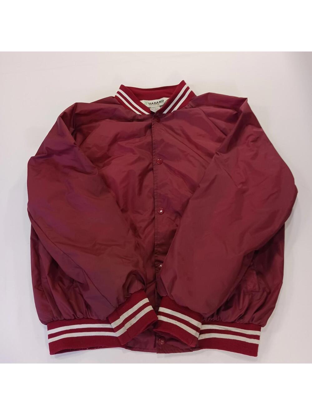 Vintage Haband Men's Red Nylon Snap Front Baseball Bomber Jacket Athletic Size L